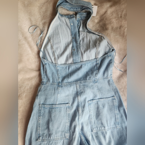 Zara Z1975 HALTER NECK DENIM JUMPSUIT light blue BNWT - Picture 16 of 16